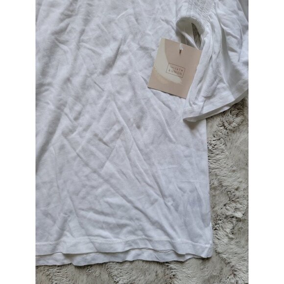 14th Union Light White Flutter Banded Sleeve Crew Neck Tshirt NWT Sz M - Picture 6 of 12